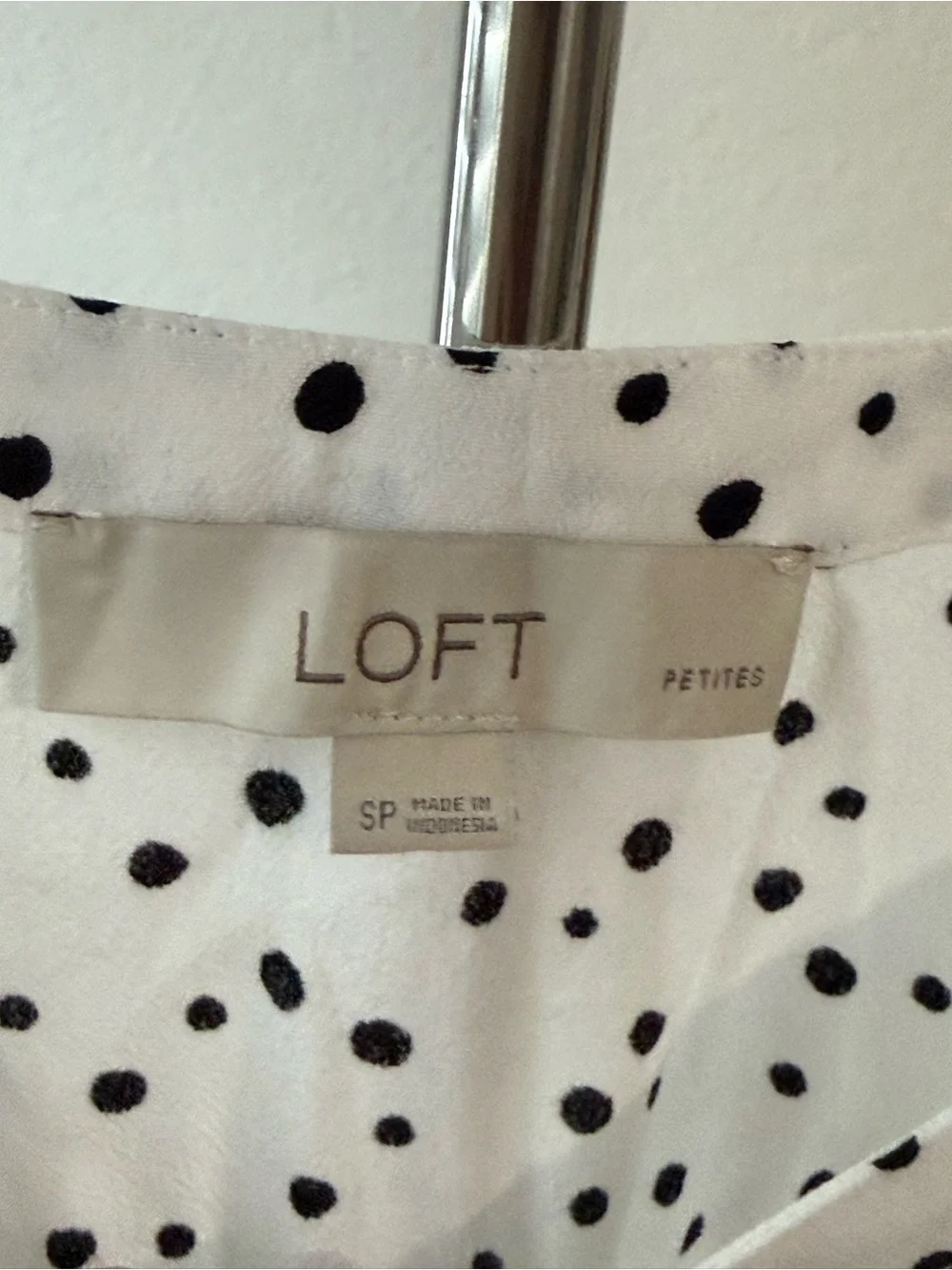 5 for $20 Deal- LOFT White and Black Polka Dot Puff-Sleeve Blouse- Size SP